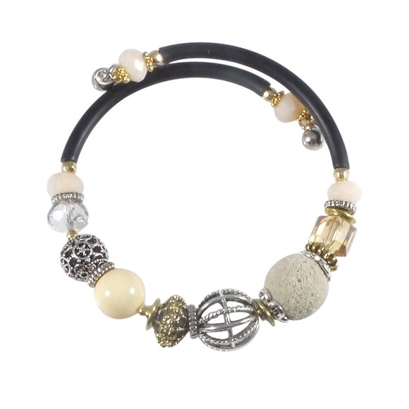 Memory Wire Bangle Ivory Handmade - Picture 3 of 6